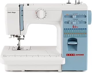 Usha Janome Automatic Stitch Magic Sewing Machine with 57 Stitch Function(White And Blue) Price In India