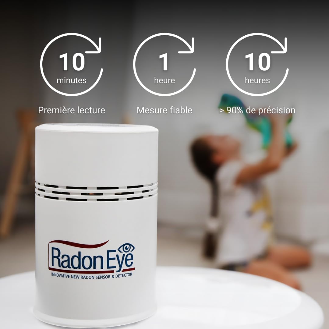 Ecosense RD200 RadonEye, Détecteur de Radon Domestique, Capture Rapide des Niveaux Fluctuants, Surveillance Continue en Temps Réel à Court et Long Terme avec Graphiques de Tendance
