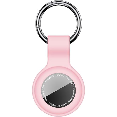 Compatible with AirTag Case Keychain for Air Tag Holder Silicone for AirTags Key Ring Cases Tags Chain foe for Apple for AirTag GPS Item Finders Accessories，Pink
