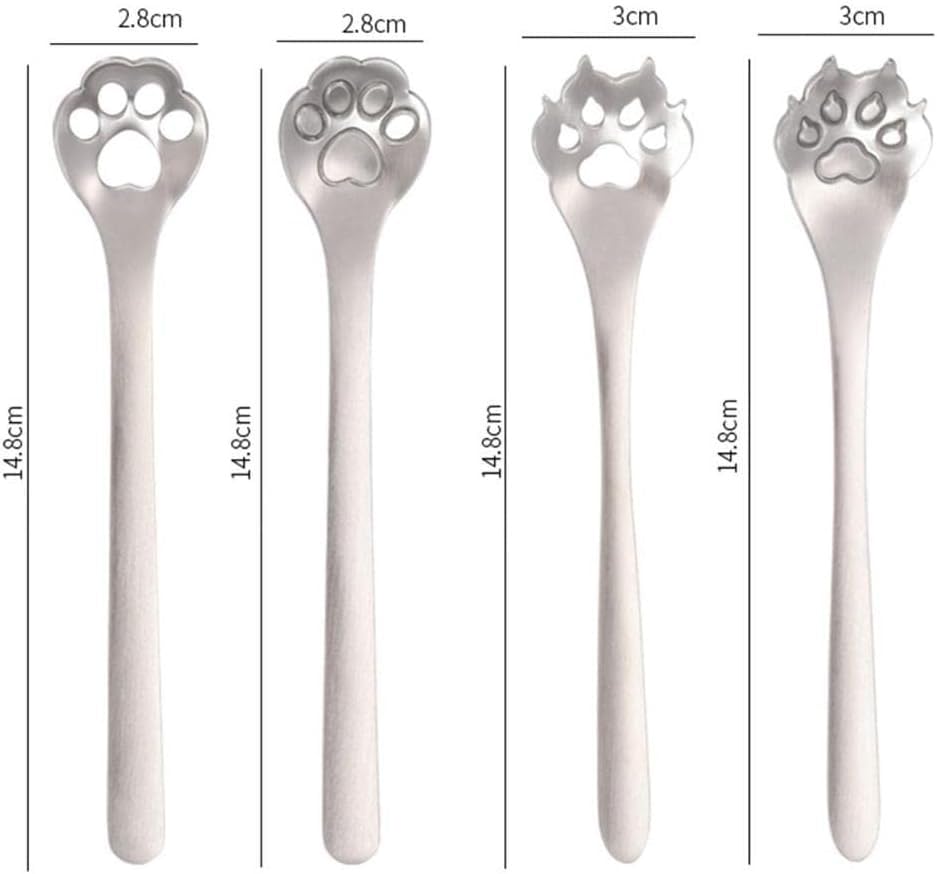 2pc silver Cat Paw Coffee Spoons, Cute Cat Paw Stainless Steel Teaspoons, Sugar, Coffee, Cake, Dessert, Ice Cream Spoon Stirring Spoon