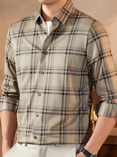 Image of Lymio Men Shirt | Checkered Button Down Shirt for Men | Slim Fit Casual & Semi-Formal Shirts for Man | Textured Long Sleeve | Office & Weekend Ready (Packs Also Available) (Big-Checks)
