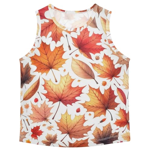 susiyo Autumn Pattern Maple Leaves Boys Sleeveless Tank Top Girls Athletic T Shirt
