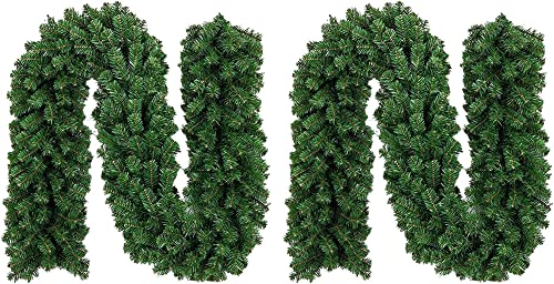 EZSTAX 2PCS Guirnalda De Pino Verde Artificial Guirnalda Navidad Coronas Navideñas Adornos Navidad 106'/ 2.7M
