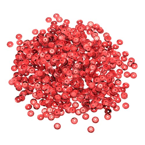 QUARKZMAN Lentejuelas Sueltas 1100 Pcs 8MM Copa Plateada Lentejuelas Bordadas Para Fabricación De Joyería Artesanías Costura Rojo