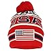 Armycrew New USA American Flag Embroidered Pom Pom Cuff Beanie Hat - RED Navy