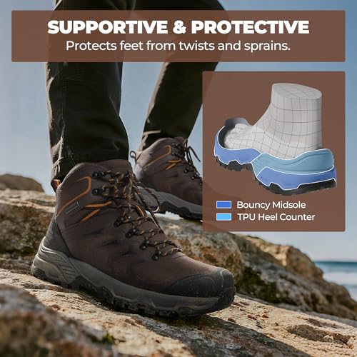 NORTIV 8 Men's Waterproof PRO Hiking Boots Outdoor Lightweight Non-Slip Arch Support Trekking Camping Ankle Boots Armadillo 3.04