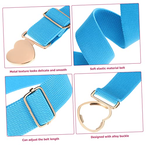 4pcs Elastic Belts for Boy Girl Girls Cute Heart Shape Buckle Decorative Waist Belts Black Silver and Light Blue for Dresses and Pants4