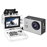 Yuntab Action Camera Sport DV 1080P Mini 30-Meter Waterproof 2 inch TFT LCD HD 5MP Helmet Camera Cam Extreme Action Camcorder With Battery, Charger and Accessories (Silver)