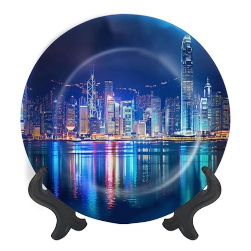 Decorative Plates for Display Hong Kong Gift Plates Ceramic Collections Plates Hanging Artwork for Living Dining Room Kitchen Souvenir