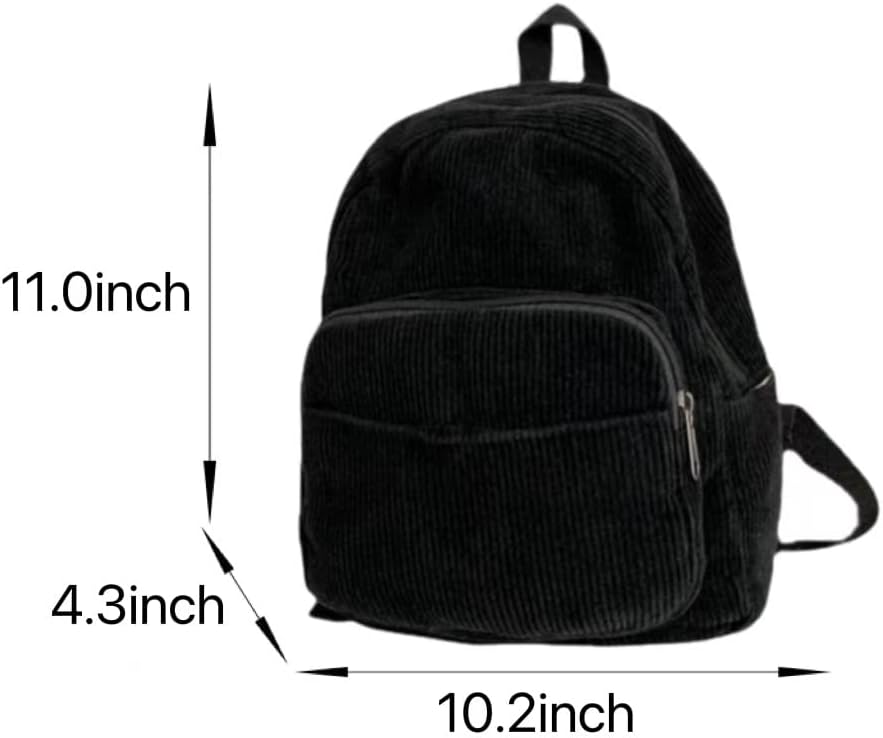 Aesthetic Backpack Mini Classic Corduroy College Backpack for Women Cute Retro Grunge Casual Daypack (One Size,White)