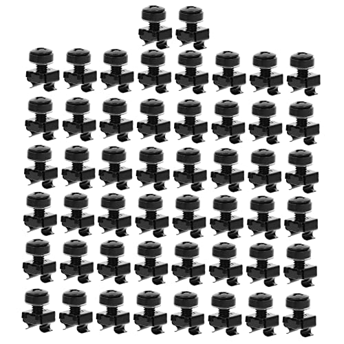 Veemoon 50 Sets Metal Cage Nuts for Server Rack 50pcs Zinc Plated Machine Screws Washer