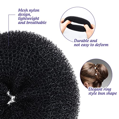 Hair Donut Bun Maker, Fandamei Hair Bun Shaper Set With 20 Pcs Invisible Hair Nets For Bun, 4Pcs Donut Bun Maker, 5 Pcs Hair Elastic Bands, 20 Pcs Hair Bobby Pins(Black) #TOP2