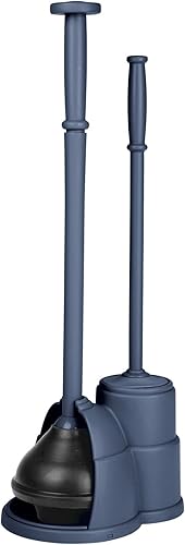 mDesign Hyde Collection - Juego de émbolo y cepillo para inodoro - Juego de émbolo y escobilla de inodoro oculto y moderno con organizador - Combo