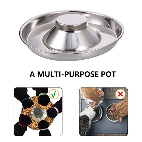 TEHAUX Tigela de alimentação lenta para cachorro em aço inoxidável Tigela de alimentação de metal pa