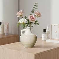Vista 5 de Florero de cerámica beige y blanco de 6 pulgadas