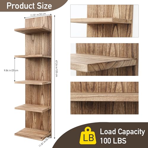 NIUBEST 5 Tier Wall Shelf Unit,Vertical Column Shelf Floating Storage Home Decor Organizer,Display Floating Shelf for Bedroom, Living Room,Vanity (Carbonized Black) - Thumbnail 2