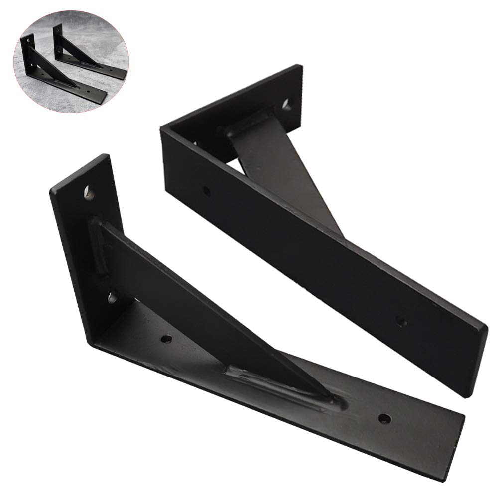 2 Pezzi,Metallo Industriale Ferro Supporti per Scaffali,Triangolo Staffa per Mensola,Attaccatura a Parete Staffe per Mensole Nero Scaffali Galleggiante,con Viti (40cm/15.7in)