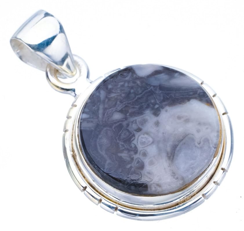 Pendentif pinolith jaspe StarGems argent 925 fait main 3.18cm F4548