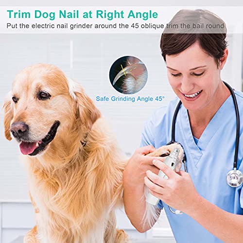 Electric Dog Nail Grinder, Upgraded LED 3-Speed Pet Nail Trimmer, Paws Nail File-USB Rechargeable Quiet Three Size Ports for Paws Grooming & Smoothing Claw Care for Small Medium–Large Dogs and Cats - Thumbnail 7