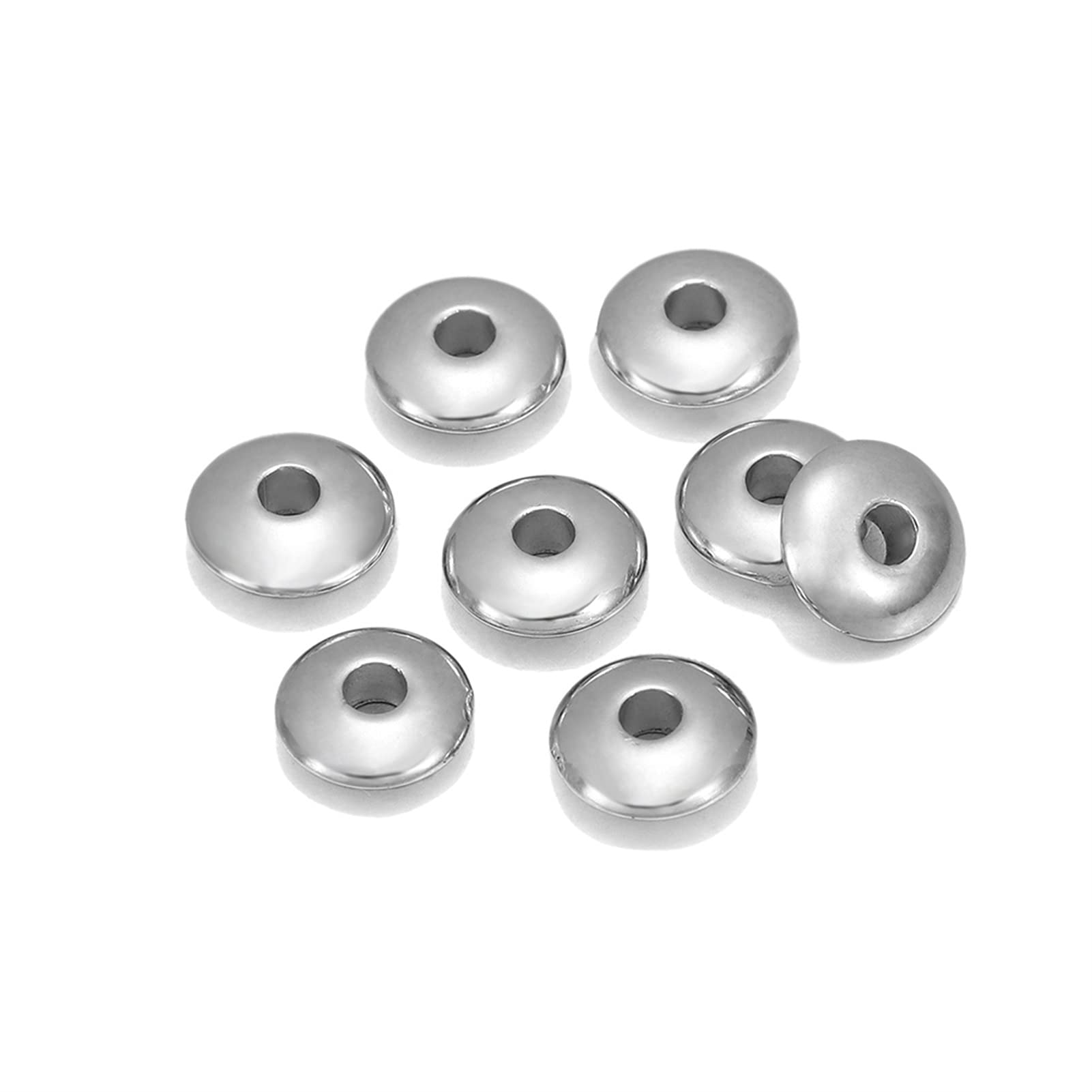 50 Perline Distanziali In Metallo Placcato Argento – 8 Mm, Forma Zucca Ondulata, Per Creazione Gioielli Fai Da Te - 3