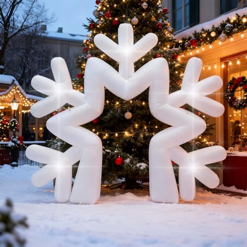 10Ft Inflatable Snowflake Arches Decoration, Giant Christmas Event Decors,with Blower Built in 5 LED Lights,Suitable for The Lawn Garden Courtyard Birthday New Year Party Family Gathering (Snowflake)