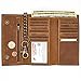 Long Trifold Leather Wallet for Men, Checkbook Cover, RFID Blocking chain wallet Card Slots, Zipper Coin Pocket - Biker Stainless Chain Design in the U.S.A (J212C, Vintage Brown)