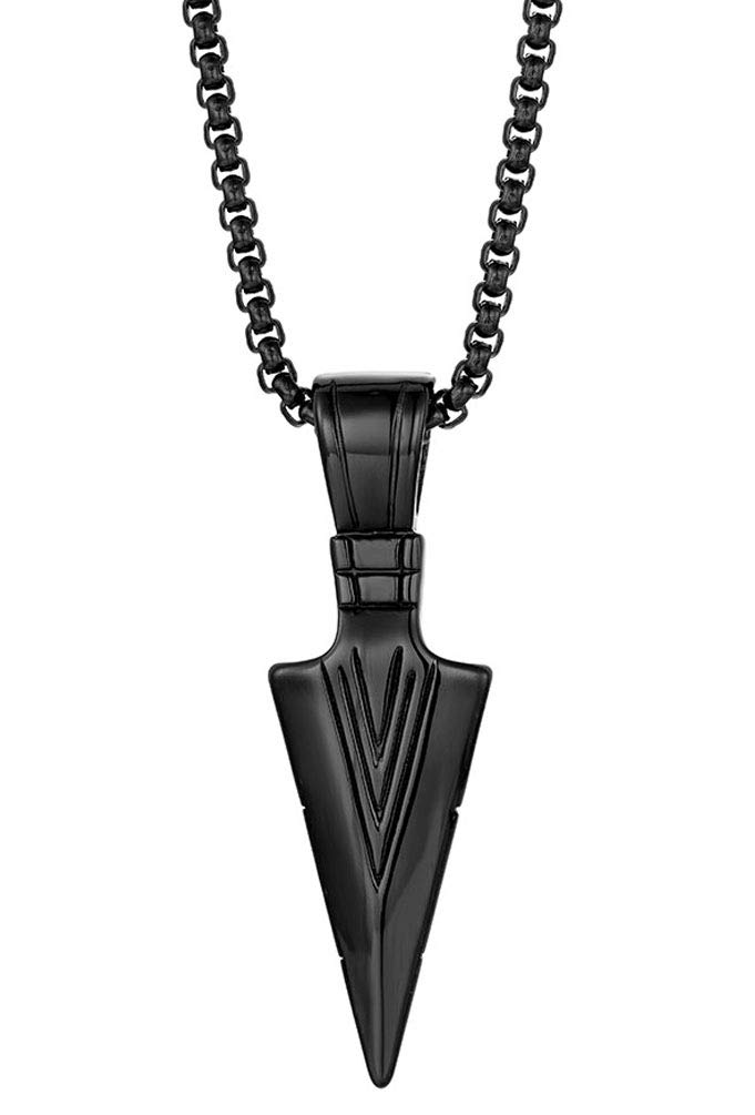 UNAPHYO Mens Stainless Steel Black Arrowhead Necklace Viking Warrior Spear Head Arrow Charm Chain Pendant for Men (B07YFC9FY4) Amazon Price History, Amazon Price Tracker