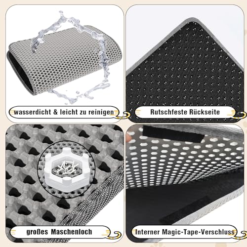 Phantasy Katzenklo Matte 30 * 45 CM, Grau Katzenstreu Unterleger Waben Design Vorleger wasserdichte Doppelte Schichte Entwurf Bienenwabe Matte, Katzentoilette Matte