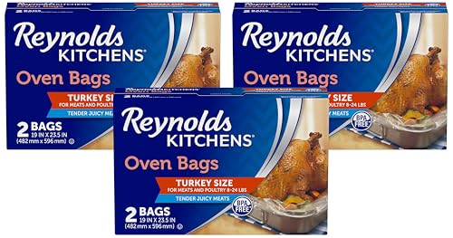 Image of Reynolds Kitchens Turkey Size Oven Bags, Holds Up to 24 Pounds, 2 Count (Pack of 4)