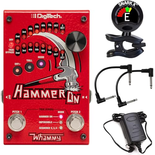 DigiTech HammerOn Instantaneous Pitch-shifter Pedal - Bundle with 2 Patch Cables and Snark-X Tuner