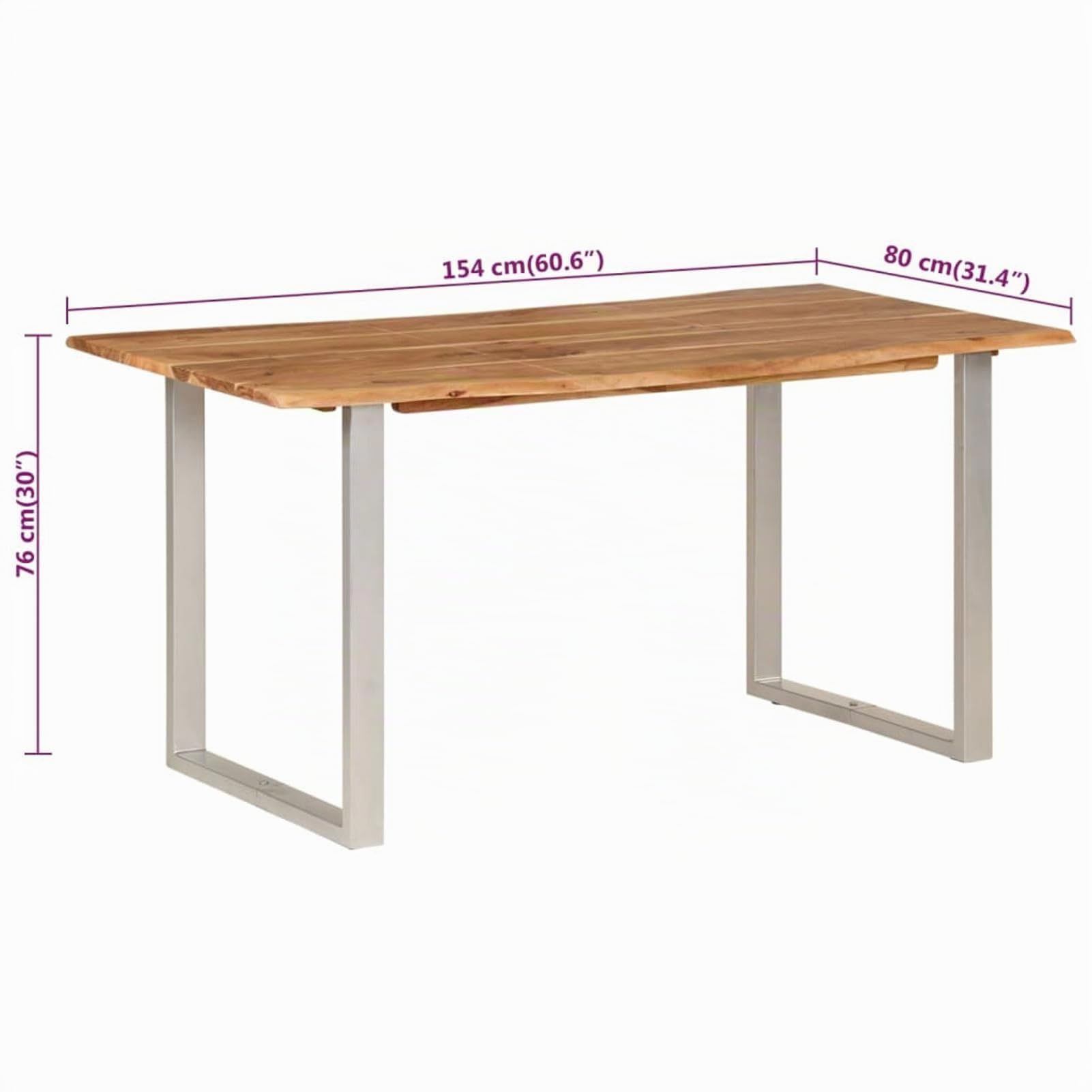 Brokky Mesa de Comedor de Madera Maciza de Acacia 154x80x76 cm Mesa Comedor mesas de Cocina Mesa de Salon mesas de Comedor