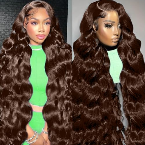 LKJY 30 Inch 13x6 Chocolate Brown Lace Front Wig Human