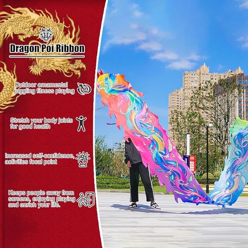 Drapeau de danse de dragon de 8m lavable pour spectacle de rue Rosso
