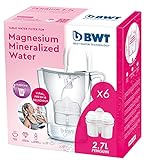 BWT Penguin Electronics - Magnesium-Wasserfilterkrug + Packung mit 6 Filtern, 2,7 L, Weiß