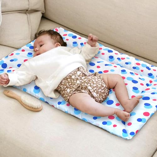 Image of VParents Cotton Crib Sheet for New Born Baby, Soft Cotton Godadi Set for Baby, Godari Bedding Set of 3, Blue, Pink & Orange, Preemiee