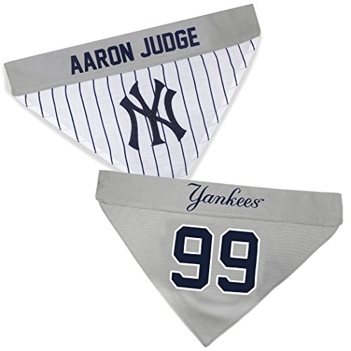 Image of Pets First MLBPA Reversible - Aaron Judge #99 Pet - MLB New York Yankees Home and Away Dog Bandana