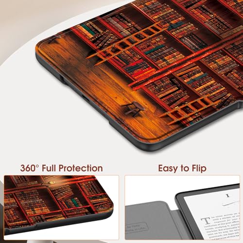 Image of Fintie Case for 7 inch All-New Kindle Paperwhite (12th Generation, 2024) and Kindle Colorsoft Signature Edition - Slim Lightweight Shell PU Leather Protective Cover with Auto Sleep /Wake, Library