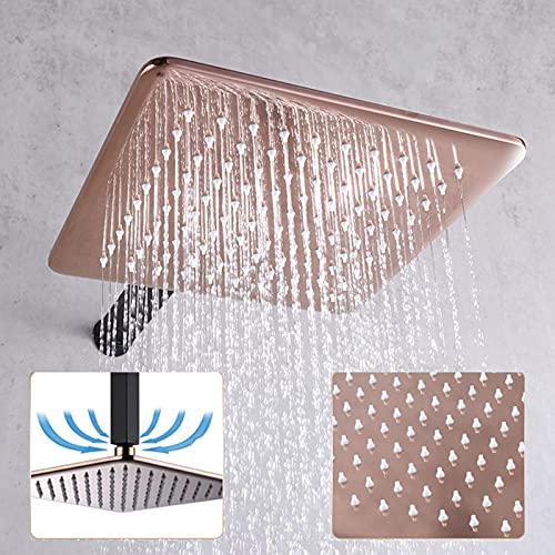 Ensemble de douche mitigeur effet pluie chic noir et or rose - 5