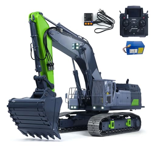 Image of RTR 1 /12 Remote Control Hydraulic Excavator 395F Heavy Duty Machine Metal 6CH Valves RC Digger Brushless Motor ESC Quick Coupler Hobby Grade Model for Ages 14+(Grren and Grey)