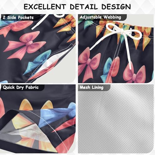 Boccsty Cartoon Colorful Ribbon Bow Boys Swim Trunks Baby Kids Swimwear Summer Toddler Beach Board Shorts 2T3