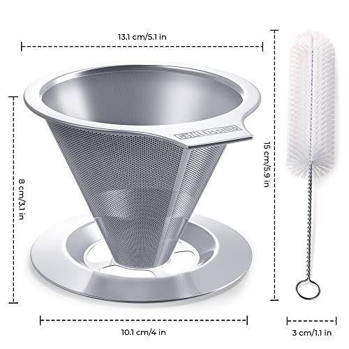 Cafellissimo Paperless Pour Over Kaffeemaschine, 188 (304) Edelstahl, wiederverwendbar, Tropfkegel, Kaffeefilter… – Bild 4
