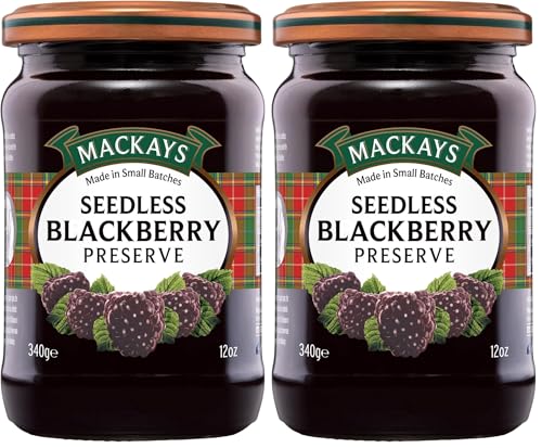 Image of Mackays Seedless Blackberry Preserve Jam 340gm | Imported from Scotland | Made with Whole Fruits | Vegan | Gluten-Free | No Artificial Colors or Preservatives (Pack of 2)