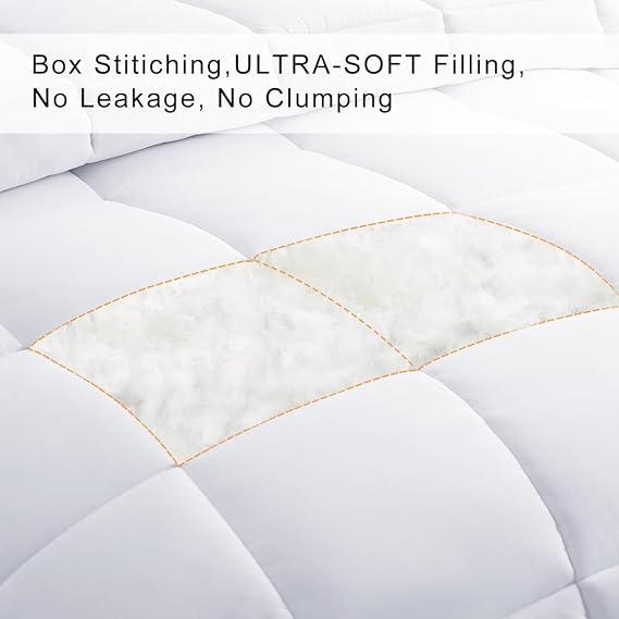 COHOME Queen Size Cooling Comforter - All-Season Quilted Duvet Insert | Down Alternative Comforter,Luxury Hotel Ultra-Soft Bedding, Anti-Clump Tech & 8 Tabs, Machine Washable,White 88 x 88