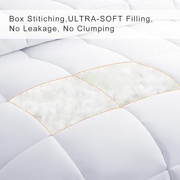 COHOME Queen Size Cooling Comforter - All-Season Quilted Duvet Insert | Down Alternative Comforter,Luxury Hotel Ultra-Soft Bedding, Anti-Clump Tech & 8 Tabs, Machine Washable,White 88 x 88