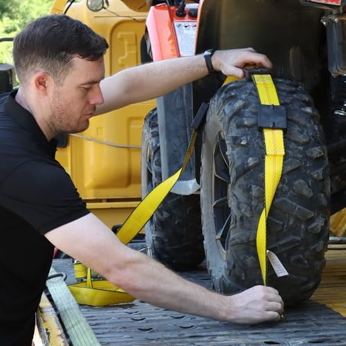 Image of 3-Point Car Hauler Straps for Truck /UTV /ATV /Wheel Securing