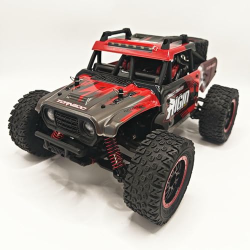 HLSFWDRIVE 1/14 RC Car Off Road RC Truck 4x4 Remote Control Car Hobby Buggy All Terrain High Speed 30+MPH 4WD with 390 Brushed Motor Proportional Throttle Steering Metal Chassis Ball Bearing Adult