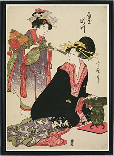 Genius Collections 喜多川歌麿 ポスター 額付き 壁掛け 美人画 グッズ 浮世絵 雑貨 インテリア 絵画 美術 アート