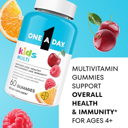 One A Day Kids Multivitamin Gummies, Kids Vitamins with Vitamin C, D, E & Zinc for Immune Support, Childrens Gummy Vitamins, Assorted Fruit Flavors, 60ct (Packaging May Vary) - image 2