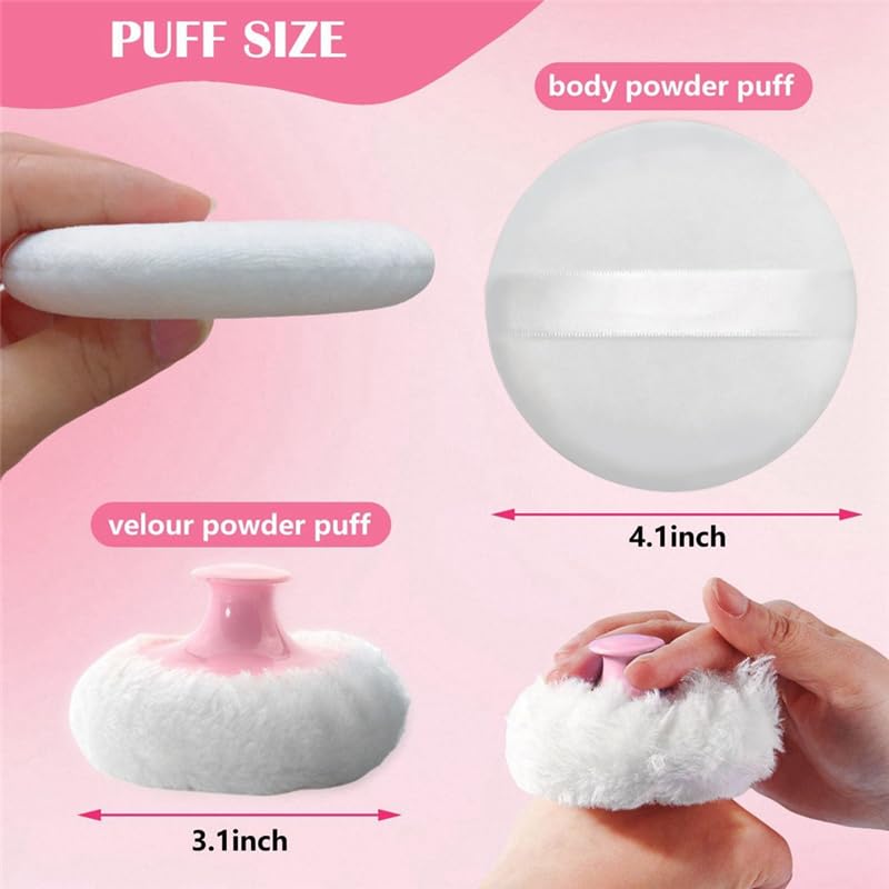 Kopinma Body Powder Puff and Container Set, Dusting Powder Puff and Body Dusting Powder Jars for Women Home & Travel - Image 2
