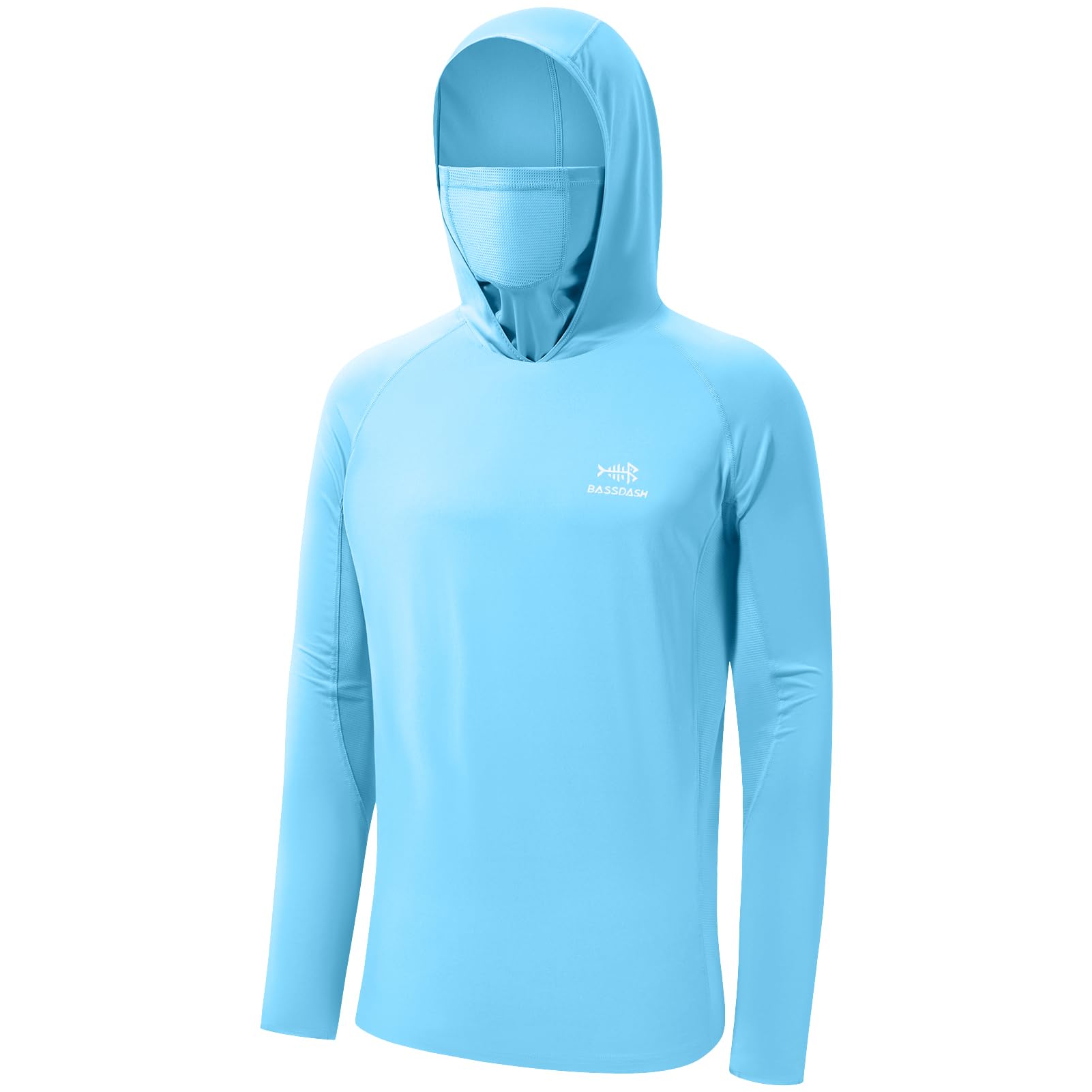 BASSDASH UPF 50+ Men's Long Sleeve Fishing Shirt with Mask UV Neck Gaiter Hoodie